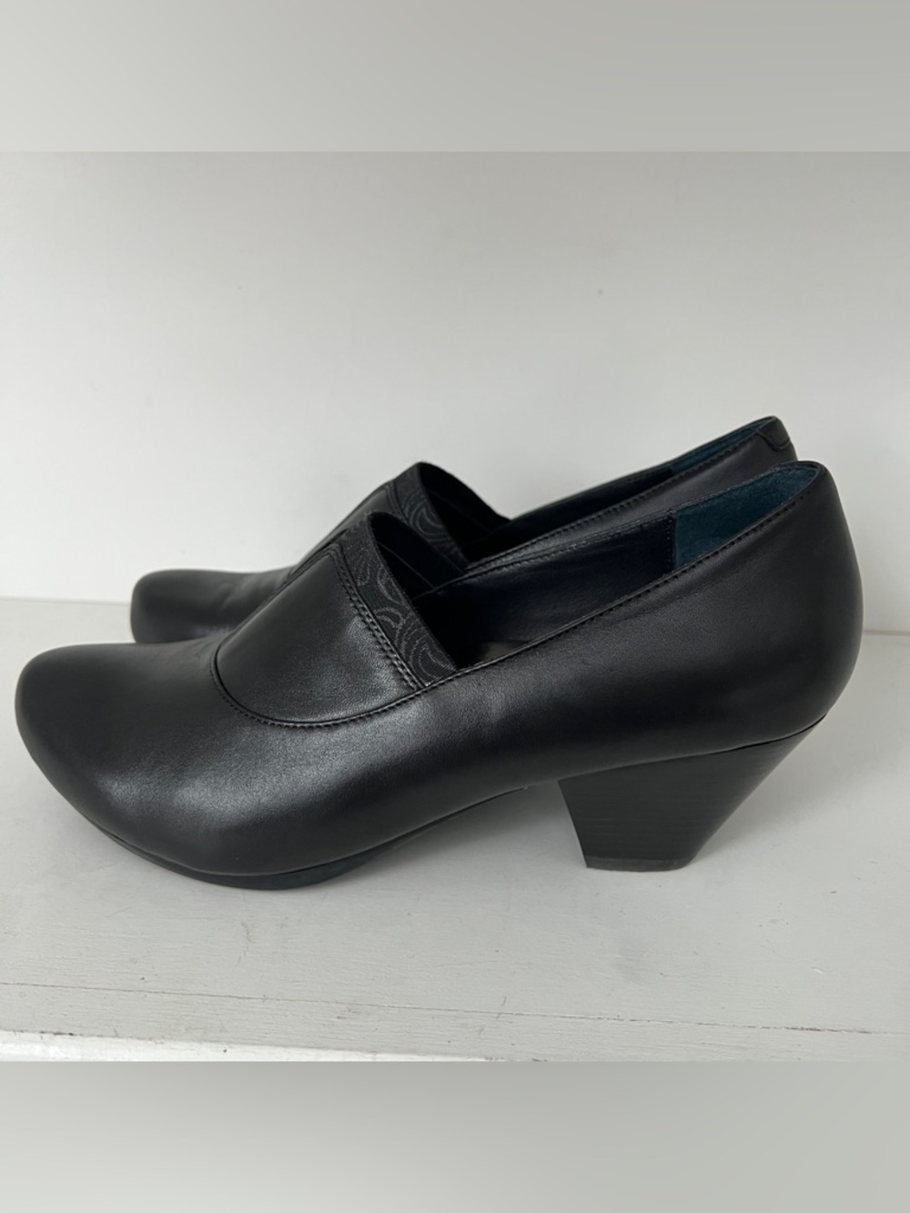 Dansko Beatrix Heel Women 38 US 8 Nappa Black Leather Shoes Slip On